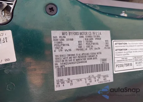 2000 Ford Explorer Xlt from USA, damaged, VIN 1FMZU63E2YZB48238